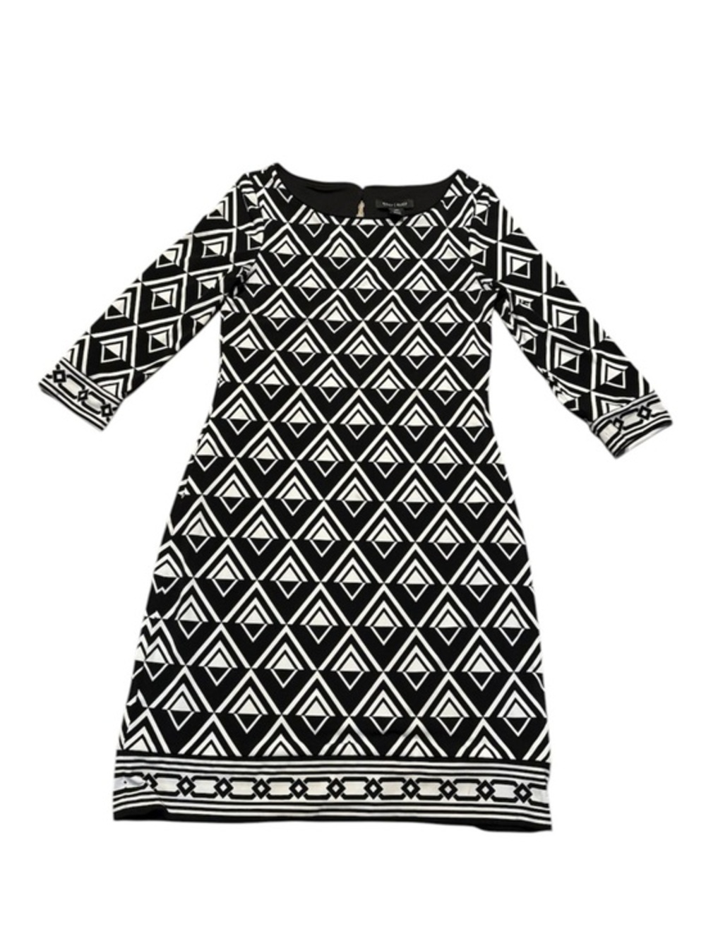 White House black market black and white mosaic dress